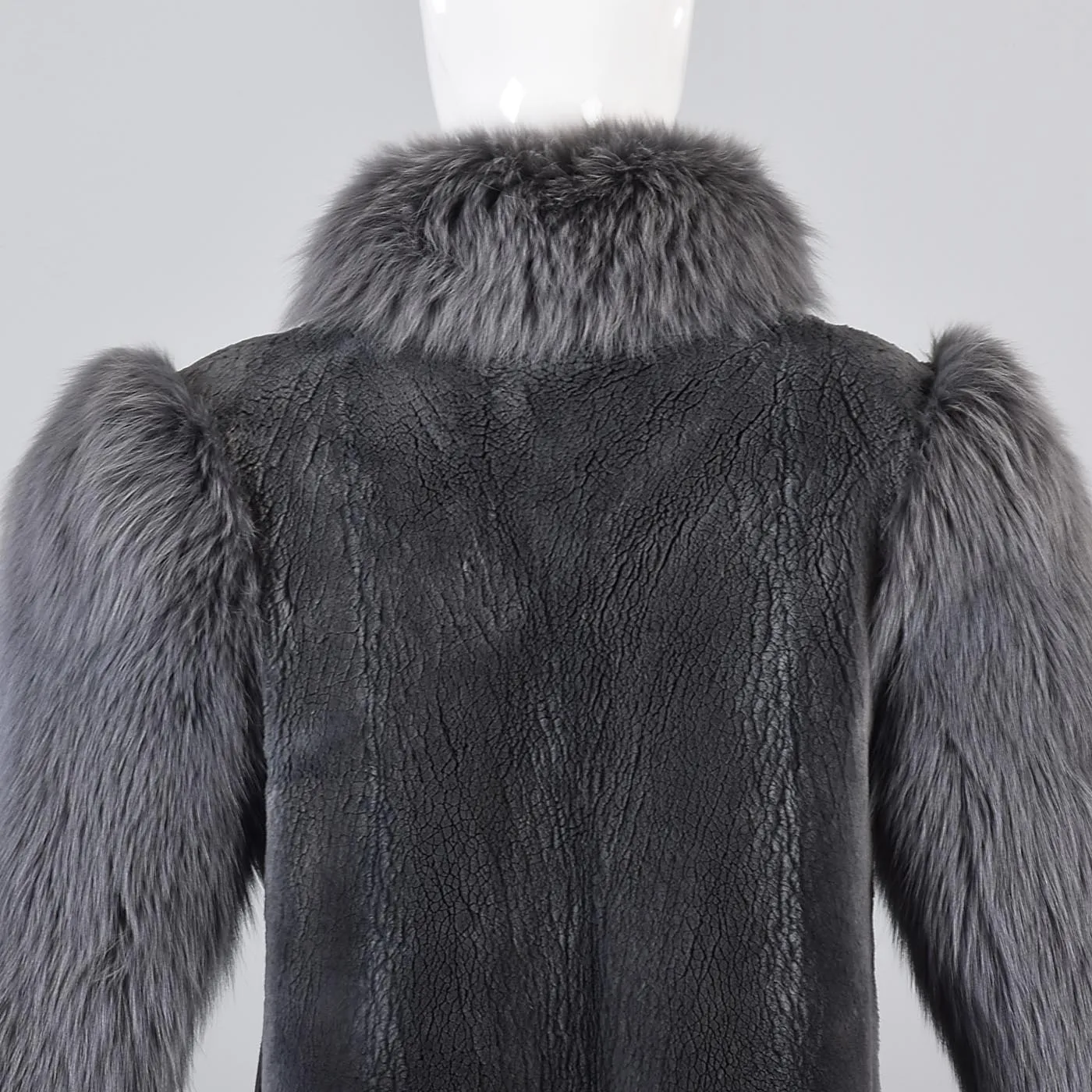 Saks Fifth Avenue Revillon Full Length Sheared Beaver Coat with Fox Fur Tuxedo