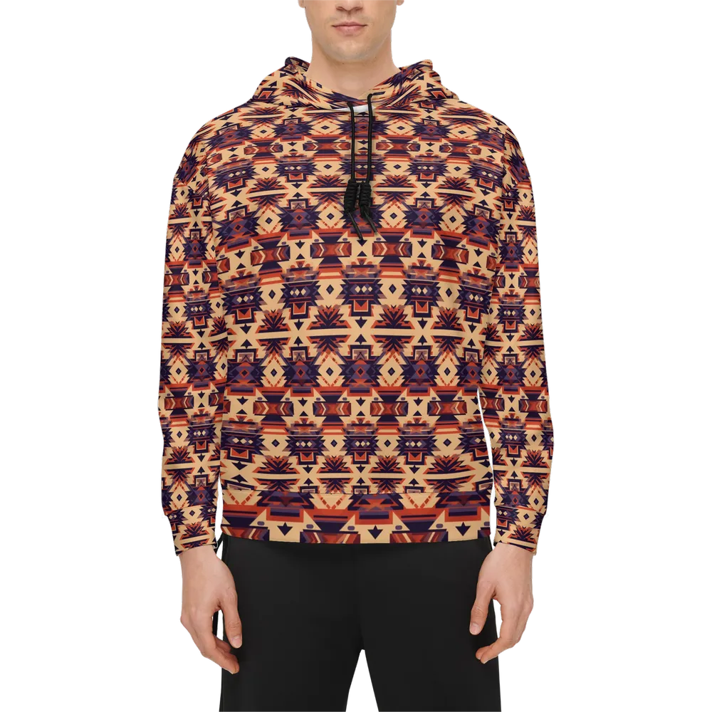 Santa Fe Western Hoodie, Brown Cowboy Aztecian Pullover Men Women Adult Aesthetic Graphic Cotton Hooded Sweatshirt