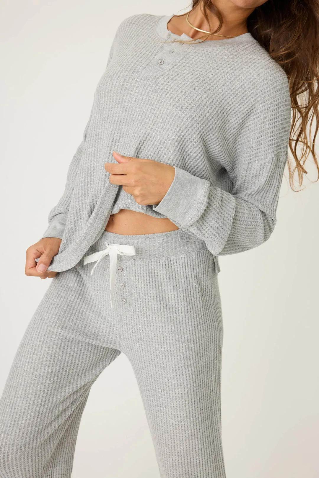 Silver Sparkle Thermal Ski Jammie Set