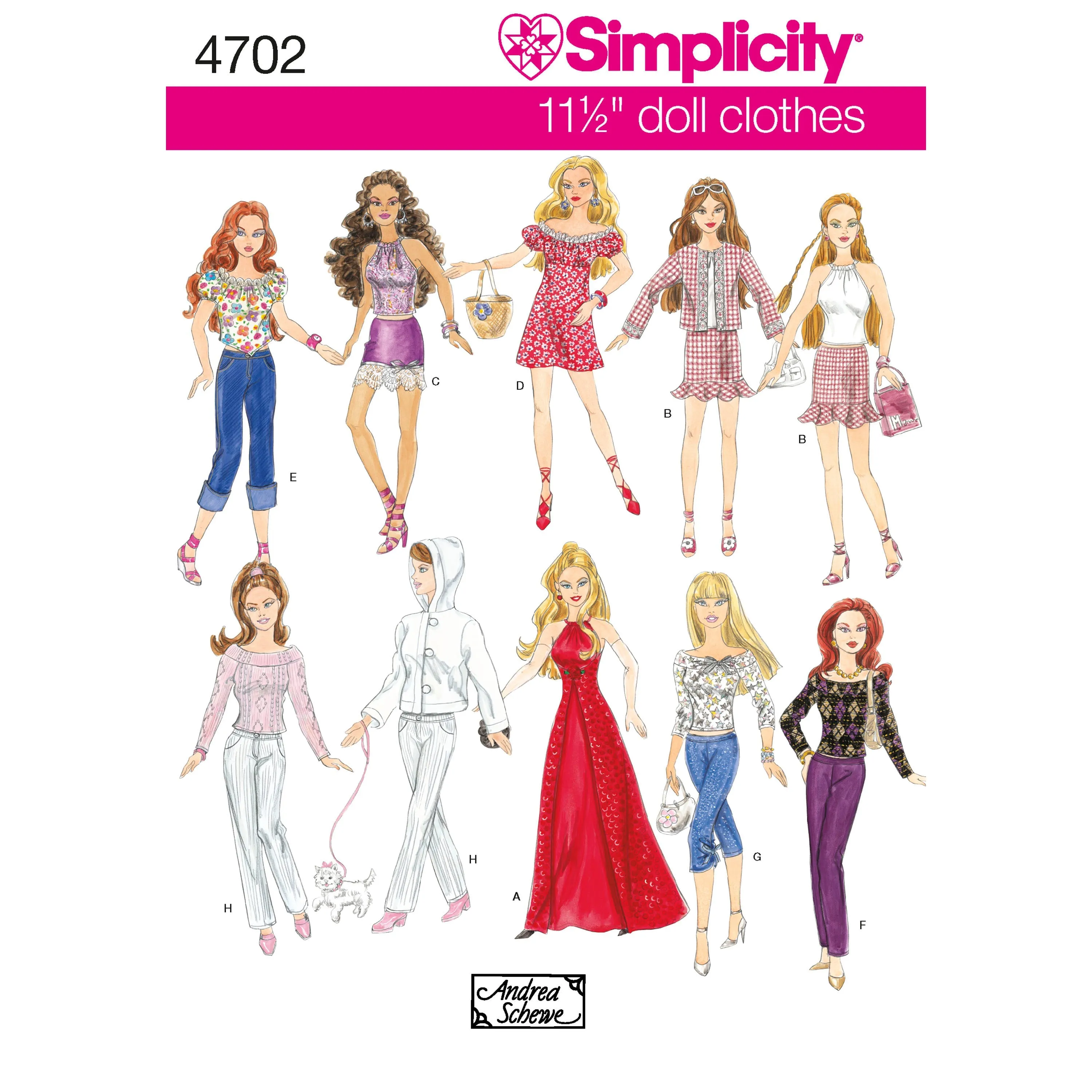 Simplicity 4702 doll clothes sewing pattern