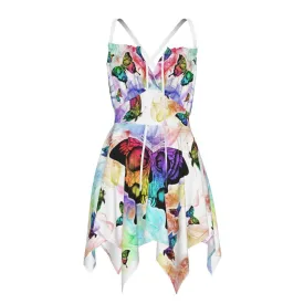 Skull Butterfly Pattern All-Over Print Women's Slip Dress