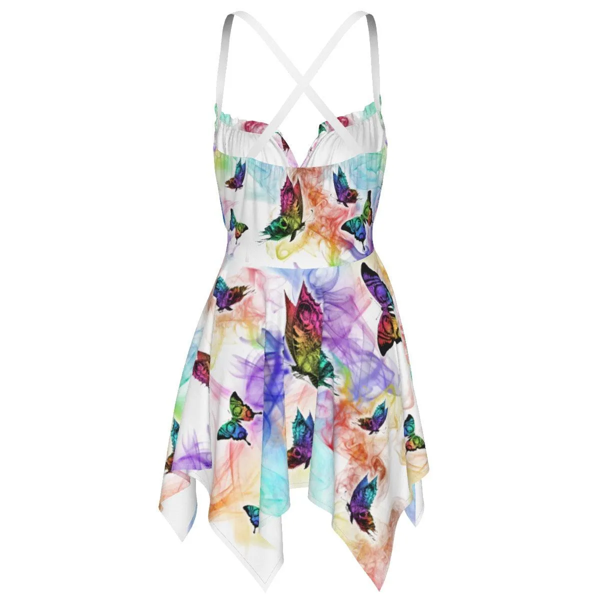 Skull Butterfly Pattern All-Over Print Women's Slip Dress