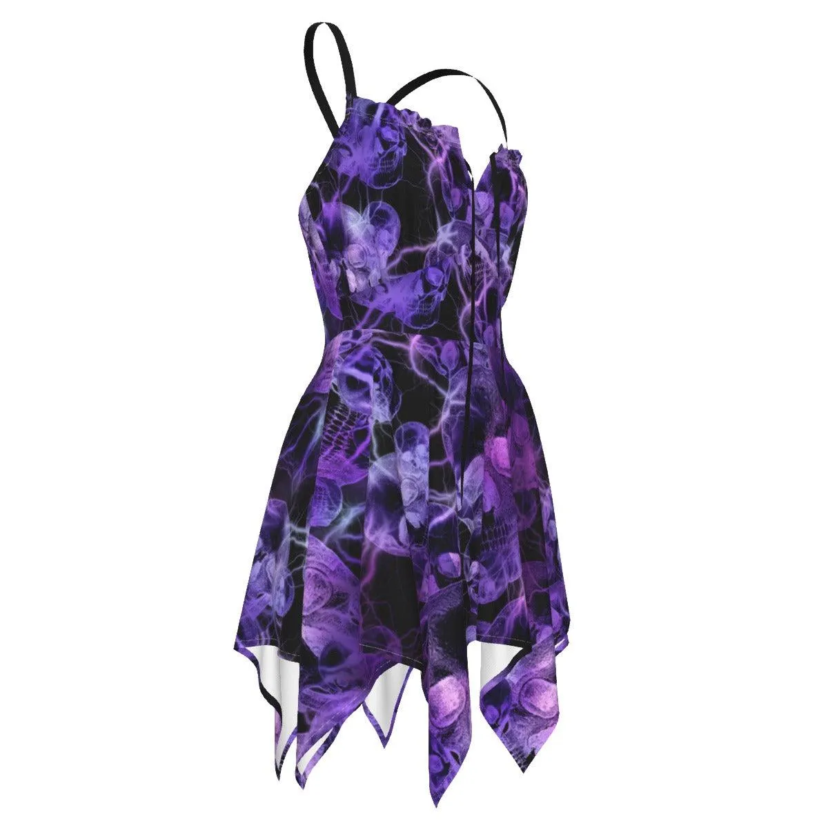 Skull Thunder Purple Pattern All-Over Print Women's Slip Dress