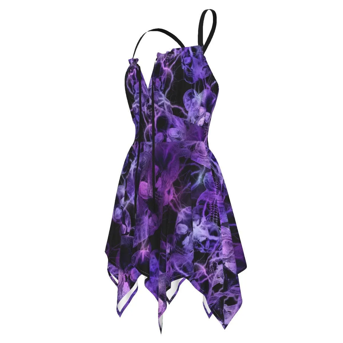 Skull Thunder Purple Pattern All-Over Print Women's Slip Dress