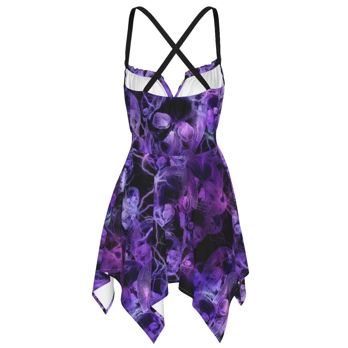 Skull Thunder Purple Pattern All-Over Print Women's Slip Dress