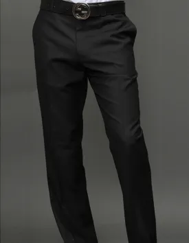 SLIM FIT FLAT FRONT DRESS PANTS, SUPER 150'S ITALIAN FABRIC | PA-200B-Black