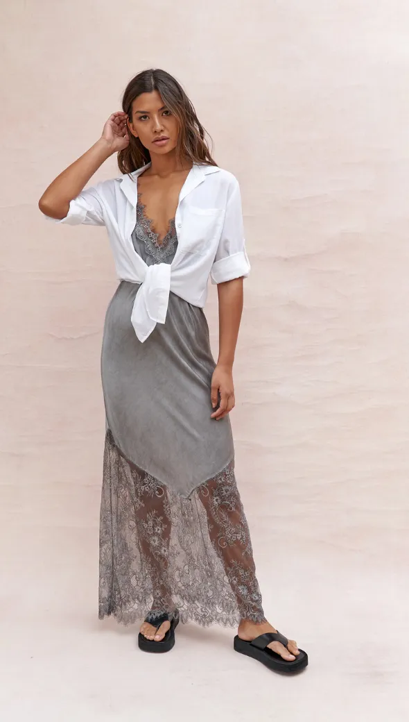 SOLANGE SLIP DRESS - MID GREY