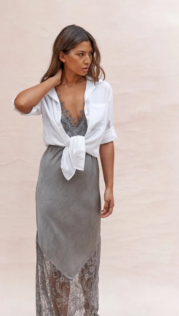 SOLANGE SLIP DRESS - MID GREY