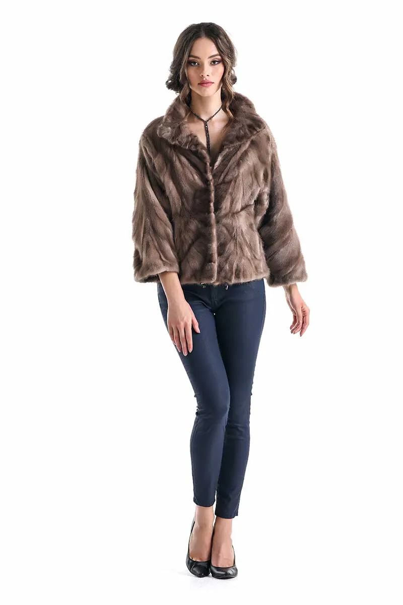 Taupe Genuine Mink Fur Jacket