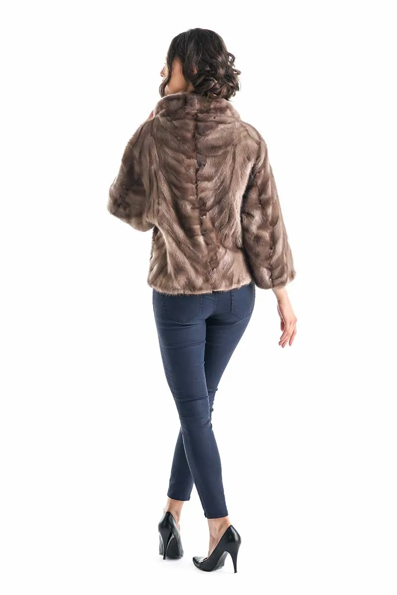 Taupe Genuine Mink Fur Jacket