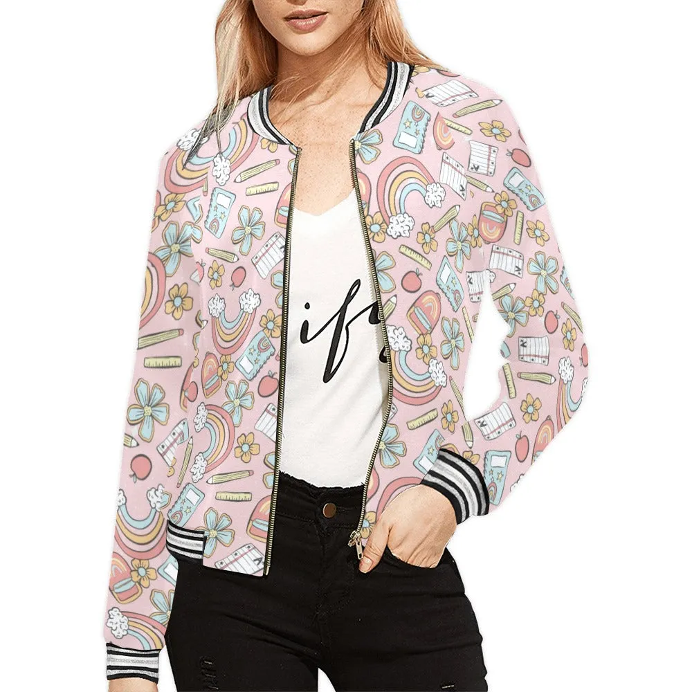 Teacher Pink Bomber Jacket for Women