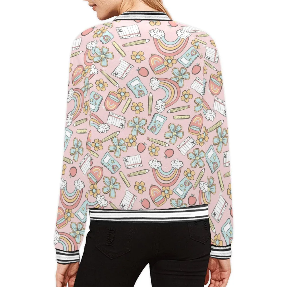 Teacher Pink Bomber Jacket for Women