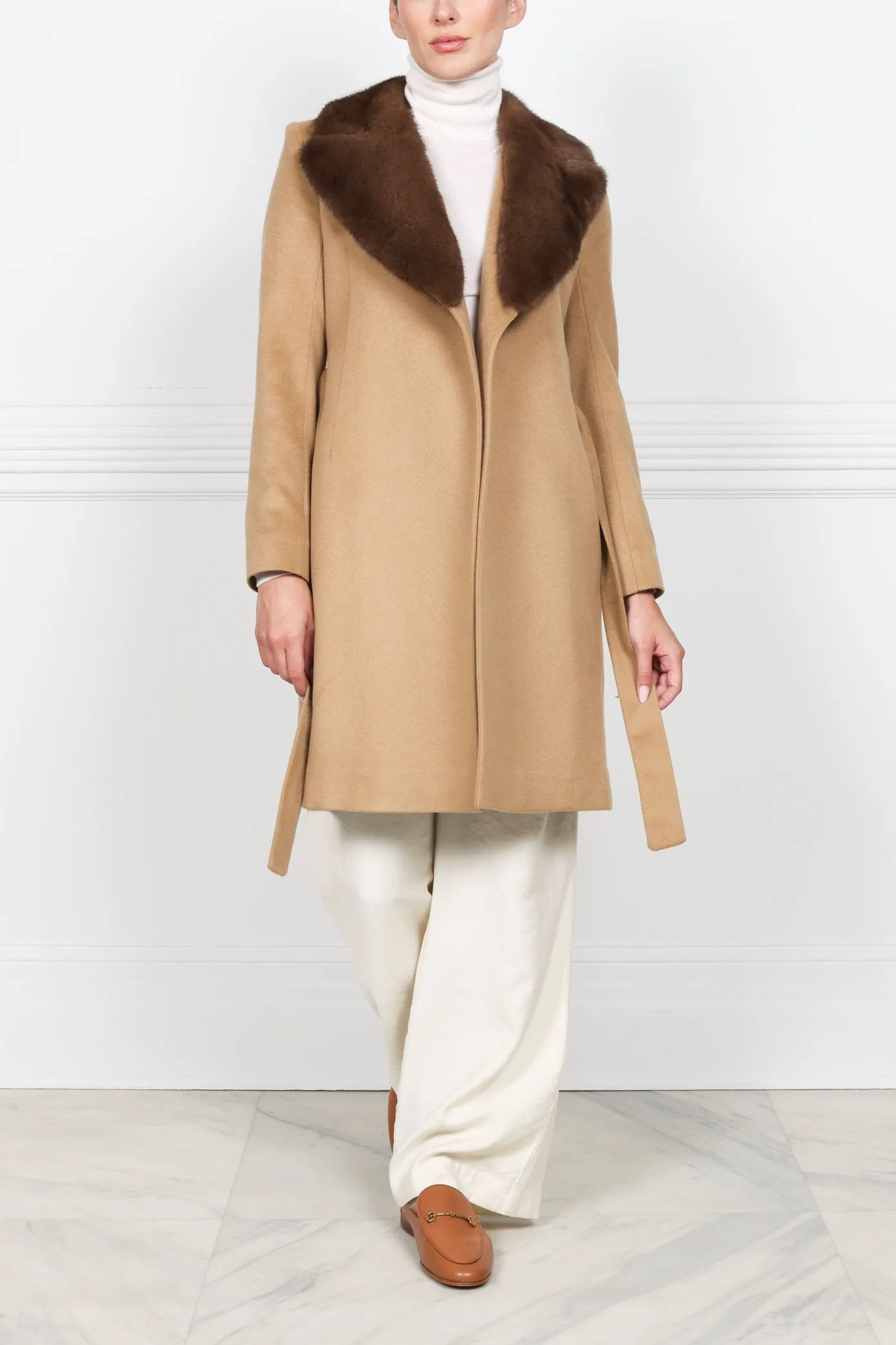 The Reece Cashmere Coat with Mink Fur Collar