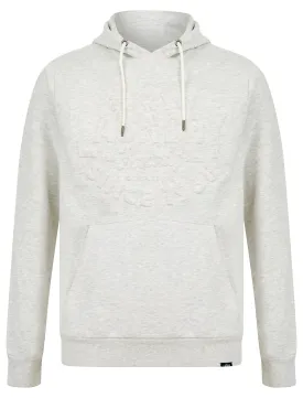 Tides Embossed Motif Brushback Fleece Pullover Hoodie in Ice Grey Marl - Tokyo Laundry