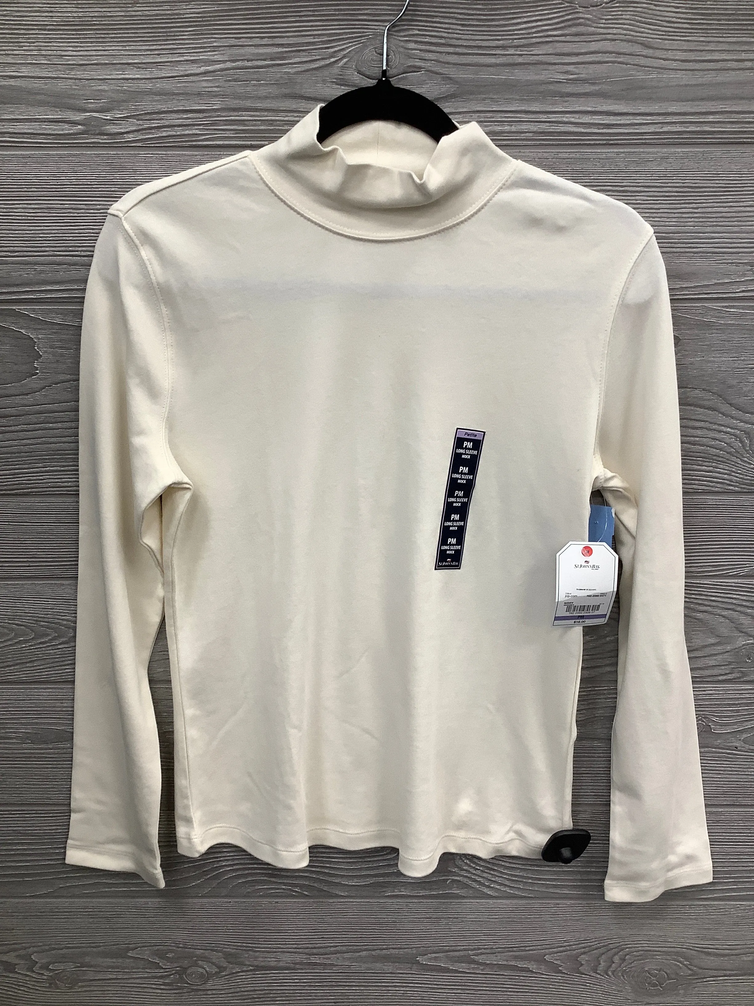 Top Long Sleeve Basic By St Johns Bay In Cream, Size: Mp