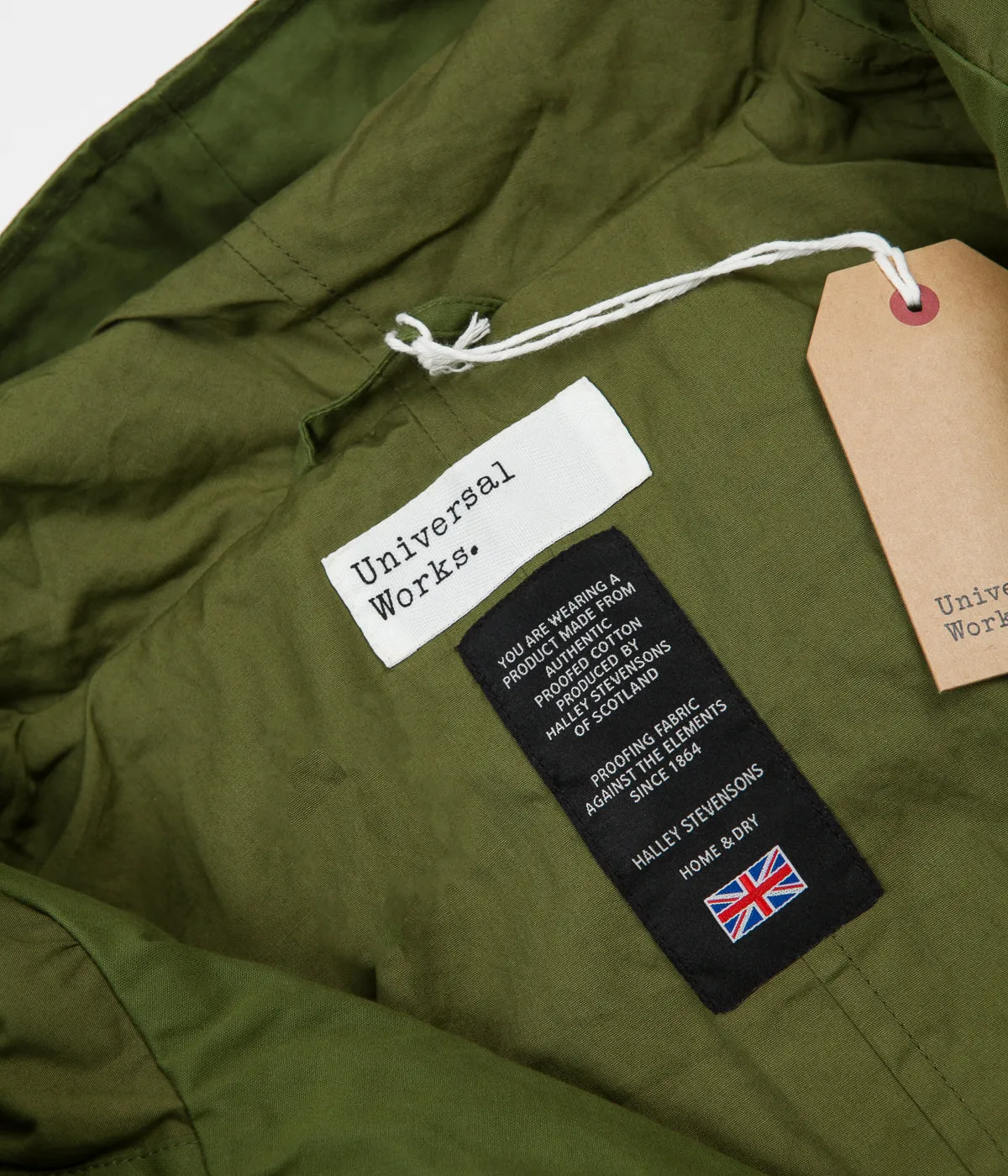 Universal Works Scottish Wax Cotton Parka - Green