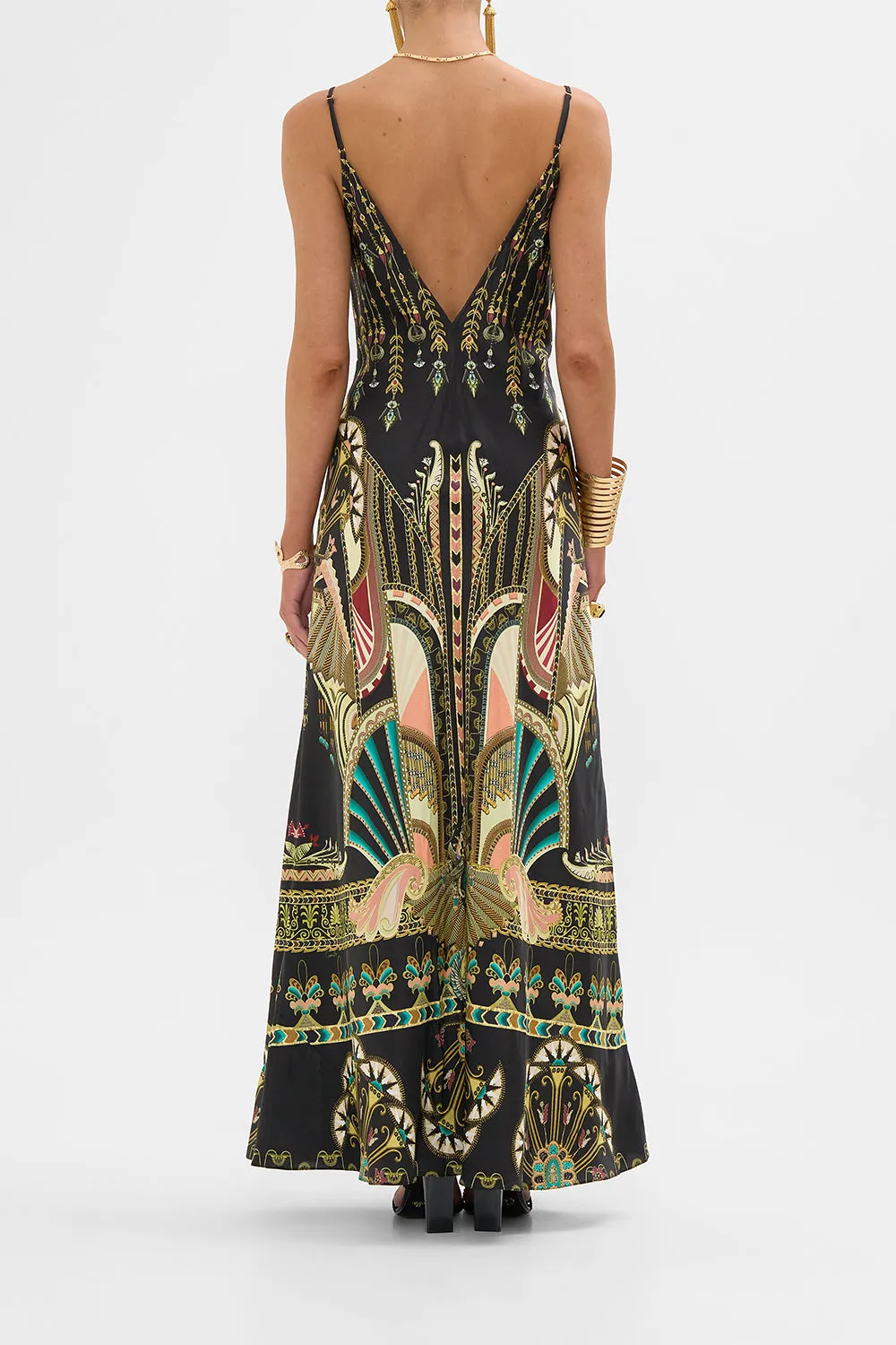 V NECK FULL LENGTH BIAS SLIP DRESS THEY CALLED HER NEFERTARI