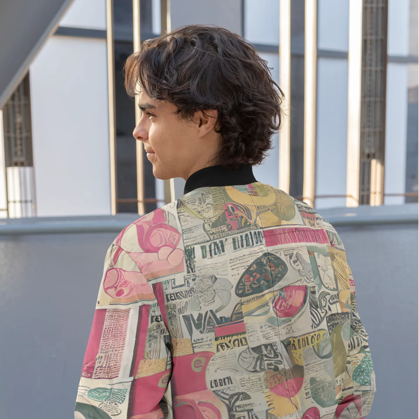 Vintage News Print Bomber Jacket