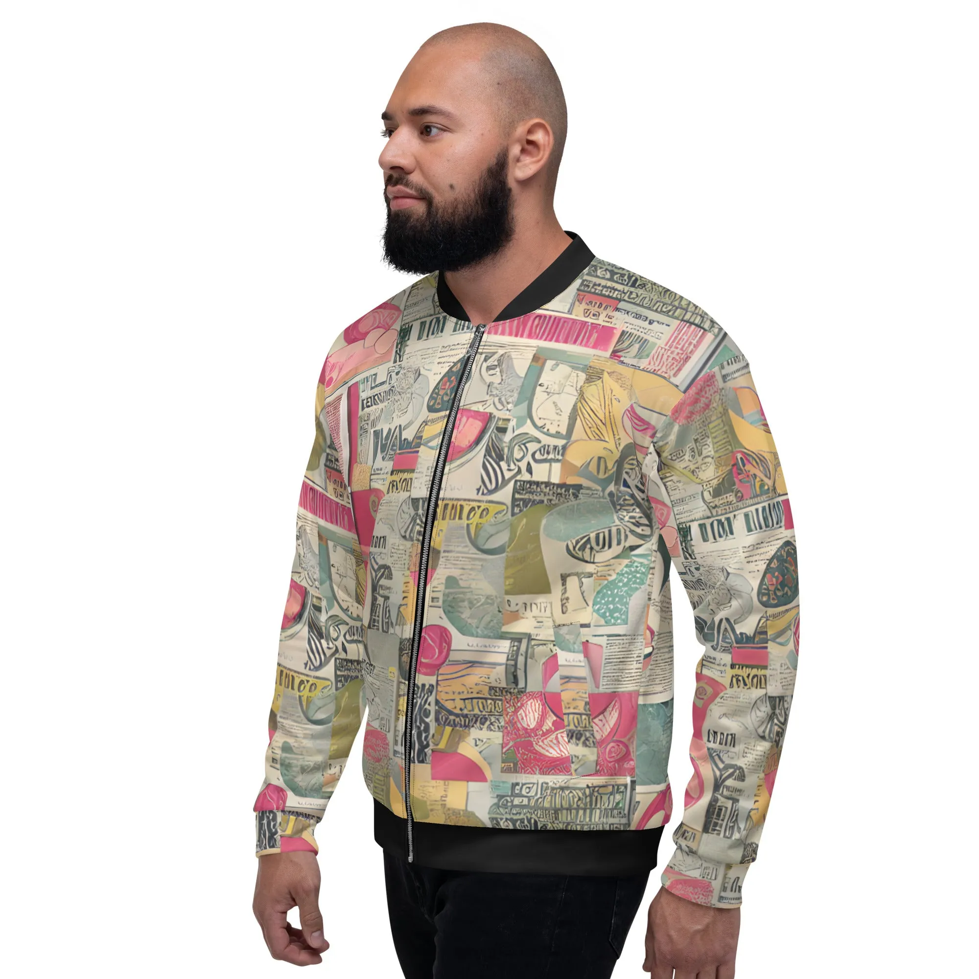 Vintage News Print Bomber Jacket