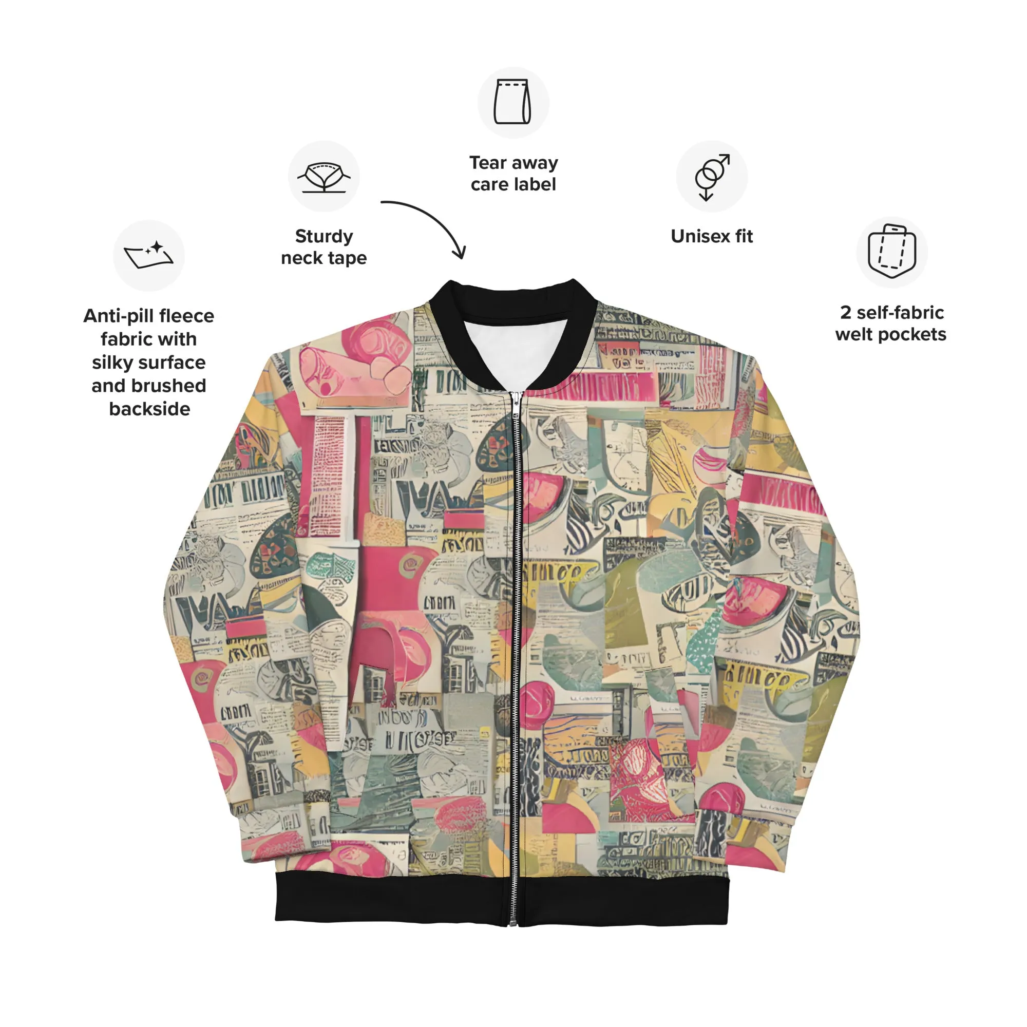 Vintage News Print Bomber Jacket