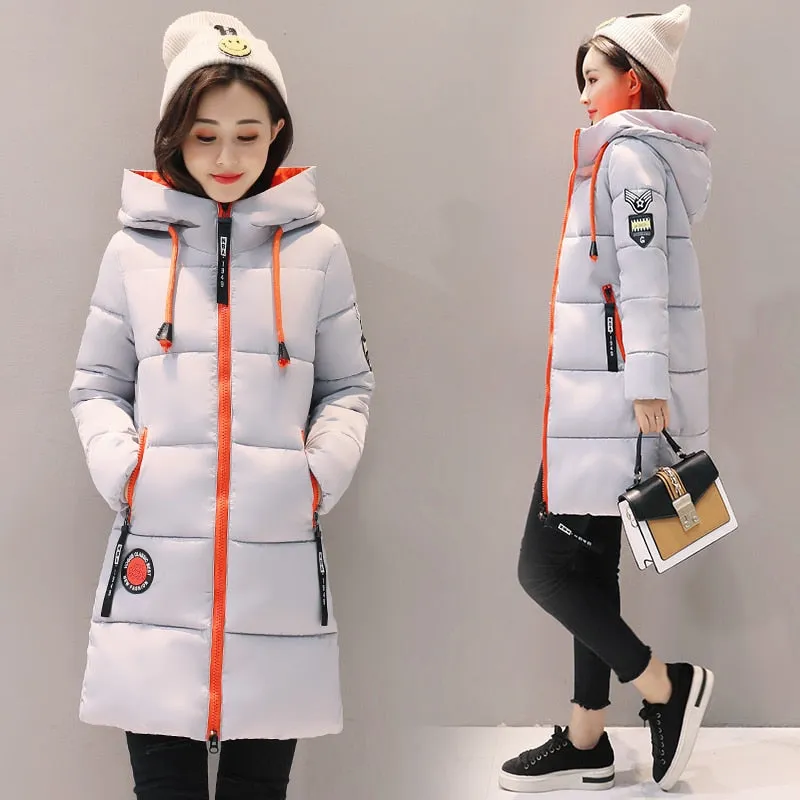 Winter Jacket Women Coat Hooded Outwear Female Parka Thick Cotton Padded Lining