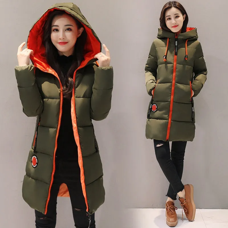 Winter Jacket Women Coat Hooded Outwear Female Parka Thick Cotton Padded Lining