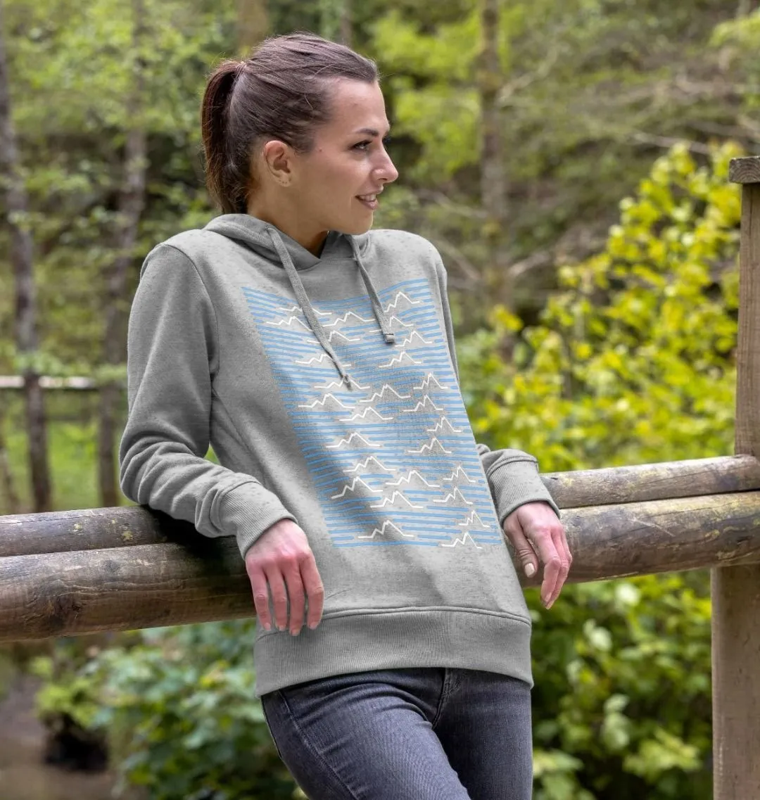 Women's Mountain Range Organic Pullover Hoodie - Sky Blue