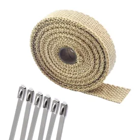 Yellow/Tan color exhaust wrap 1in   Stainless steel zip ties - 1in x 33ft