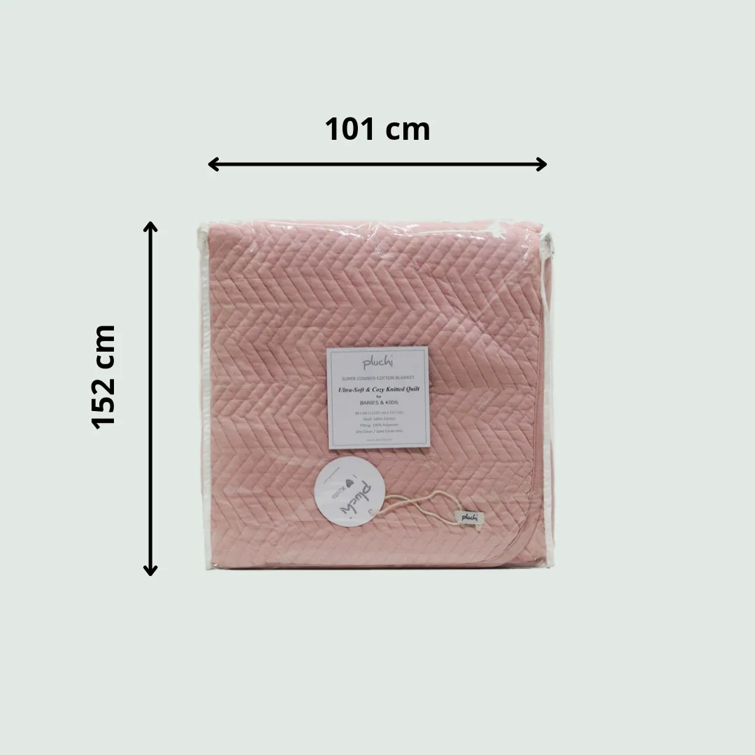 Zigzag Pink Pearl Knitted AC Blanket/Quilt for Baby | 100% Organic Cotton